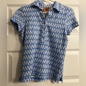 Tory Burch collared shirt blue and white